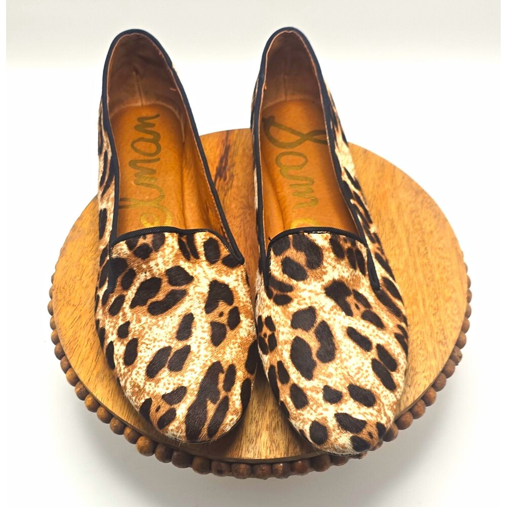 Sam Edelman Jordy Loafers Women's Genuine Calf Hair Leopard Print Slip-On Flats